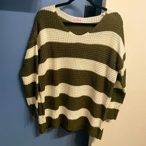 Pink Lily Wishing to see you olive sweater XS